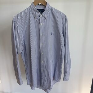 Polo Ralph Lauren‎ Dress Shirt Mens Classic Fit Striped Preppy Button Up Vintage